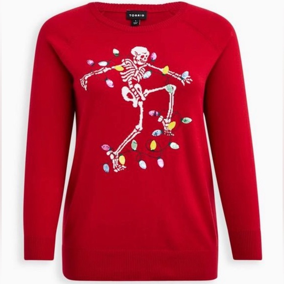 Torrid Dancing Holiday Light Skeleton Pullover Sweater - Picture 3 of 9